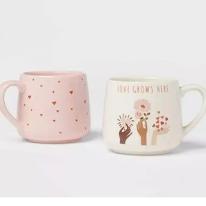 Threshold Valentines Mug “love grows here” 2 pack Gift Set Stoneware Mothers Day